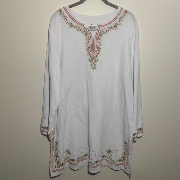 Zehria Boho Hippie 100% Cotton Embroidered Tunic Blouse High Quality - Size XXL - Picture 1 of 8